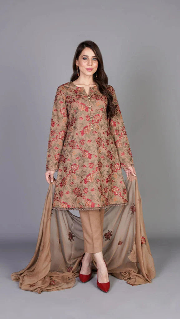 3pc lawn dress with embroidered chiffon dupatta