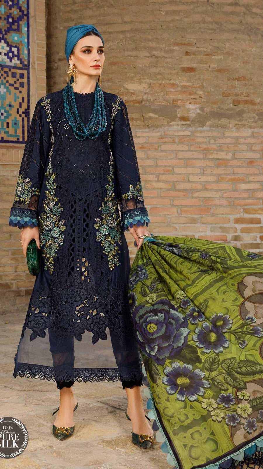 3PC UNSTITCHED LAWN | CHIKANKARI 7367-A