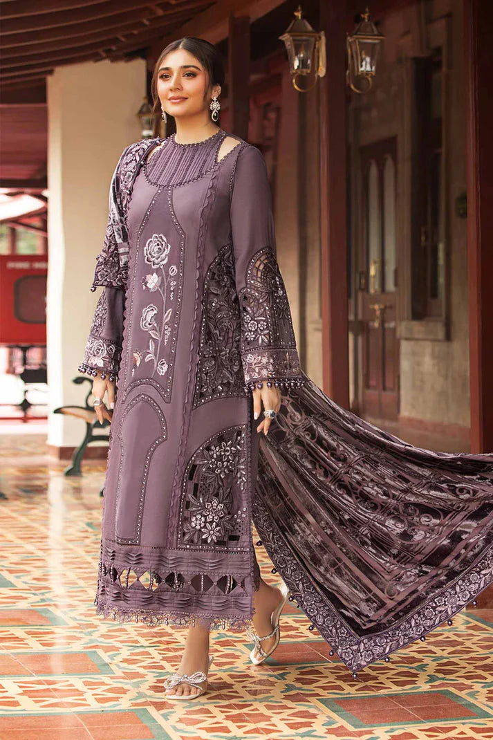 Dhanak 3PC Embroidered Suit with Embroidered Shawl