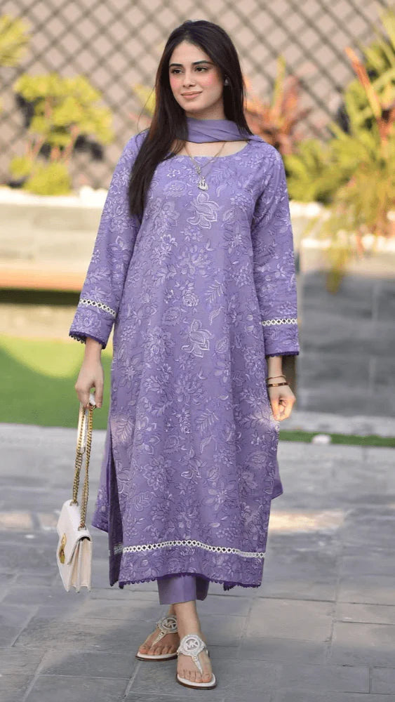 BAREEZE 3PC EMBORIDED LAWN SHIRT CHIFFON EMBROIDERED DUPATA 768-AL
