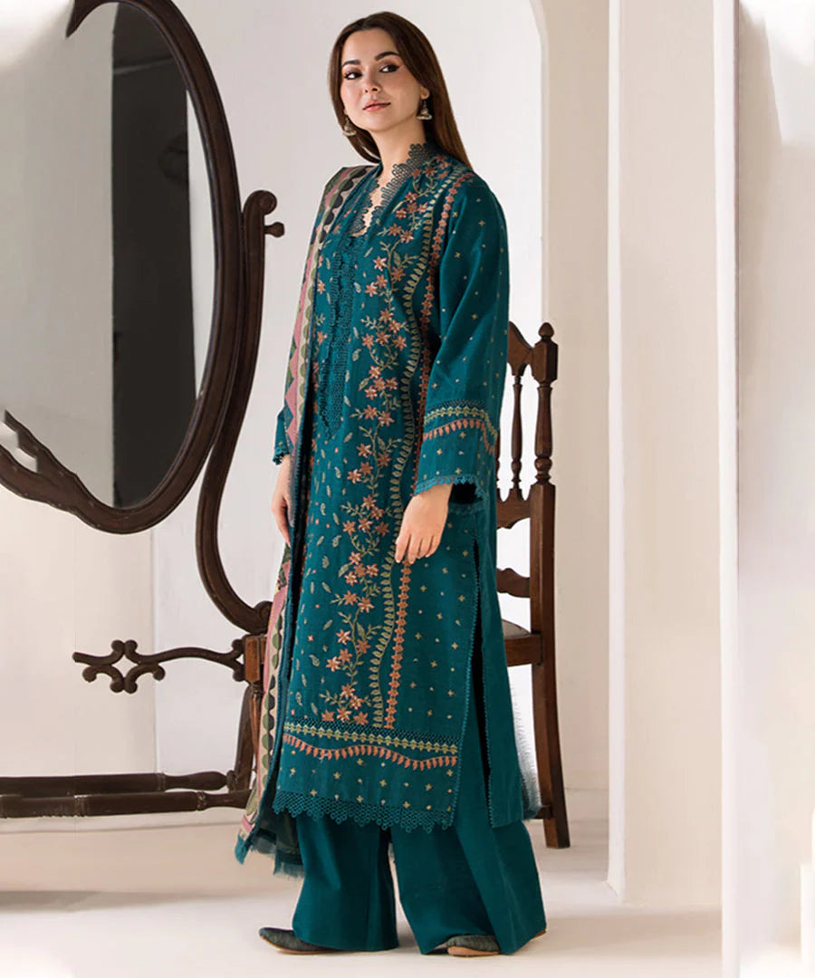 DHANAK 3PC EMBROIDERED SUIT WITH WOOL SHAWL