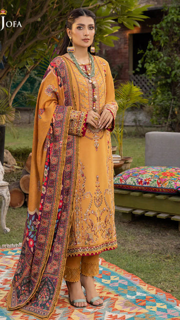 3PC UNSTITCHED LAWN Embroidered SHIRT SLEEVES PLAIN TROUSER PRINTED DUPATA 325-A