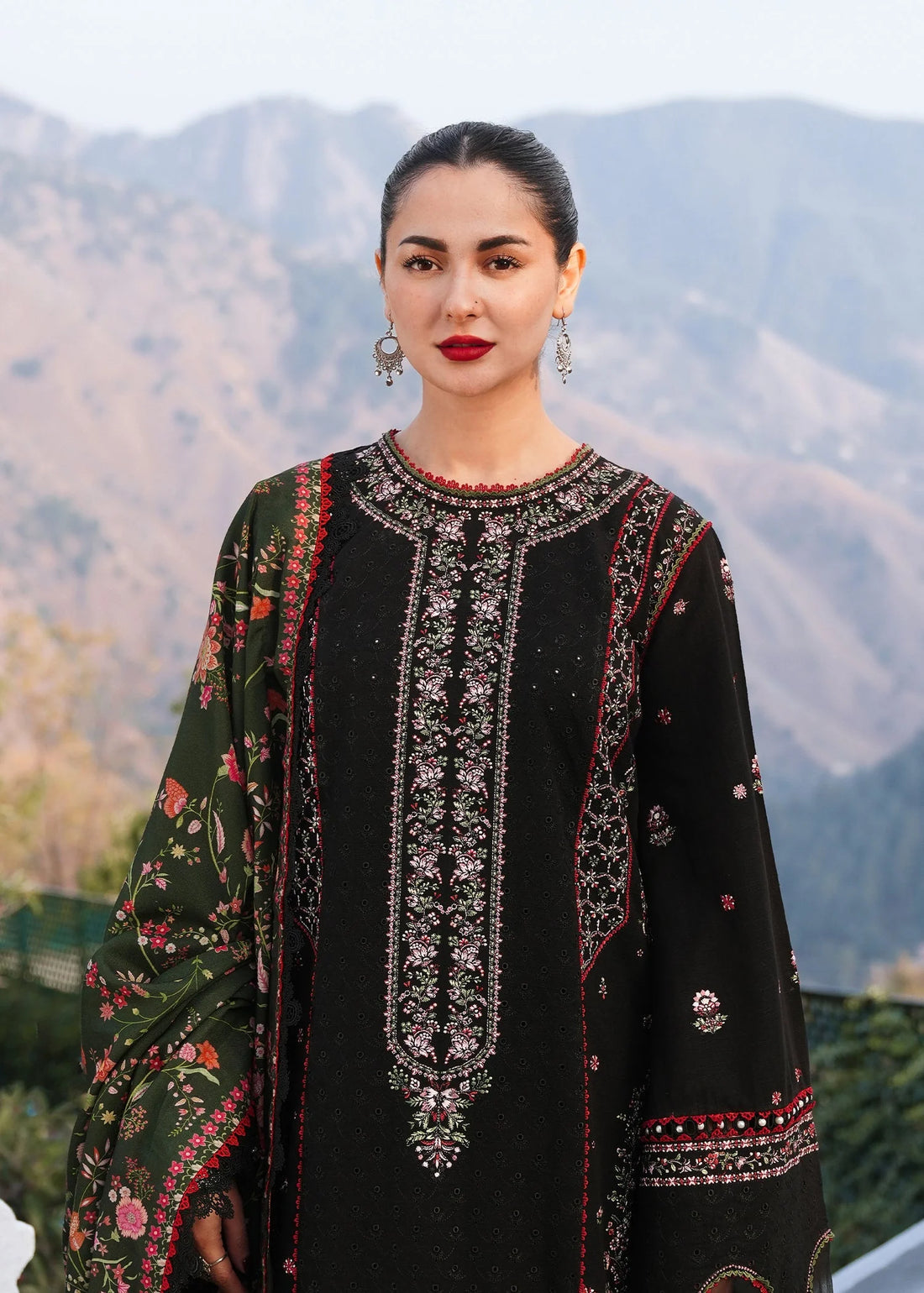 DANAK EMBROIDERED SHIRT PRINTED WOOL SHAWL