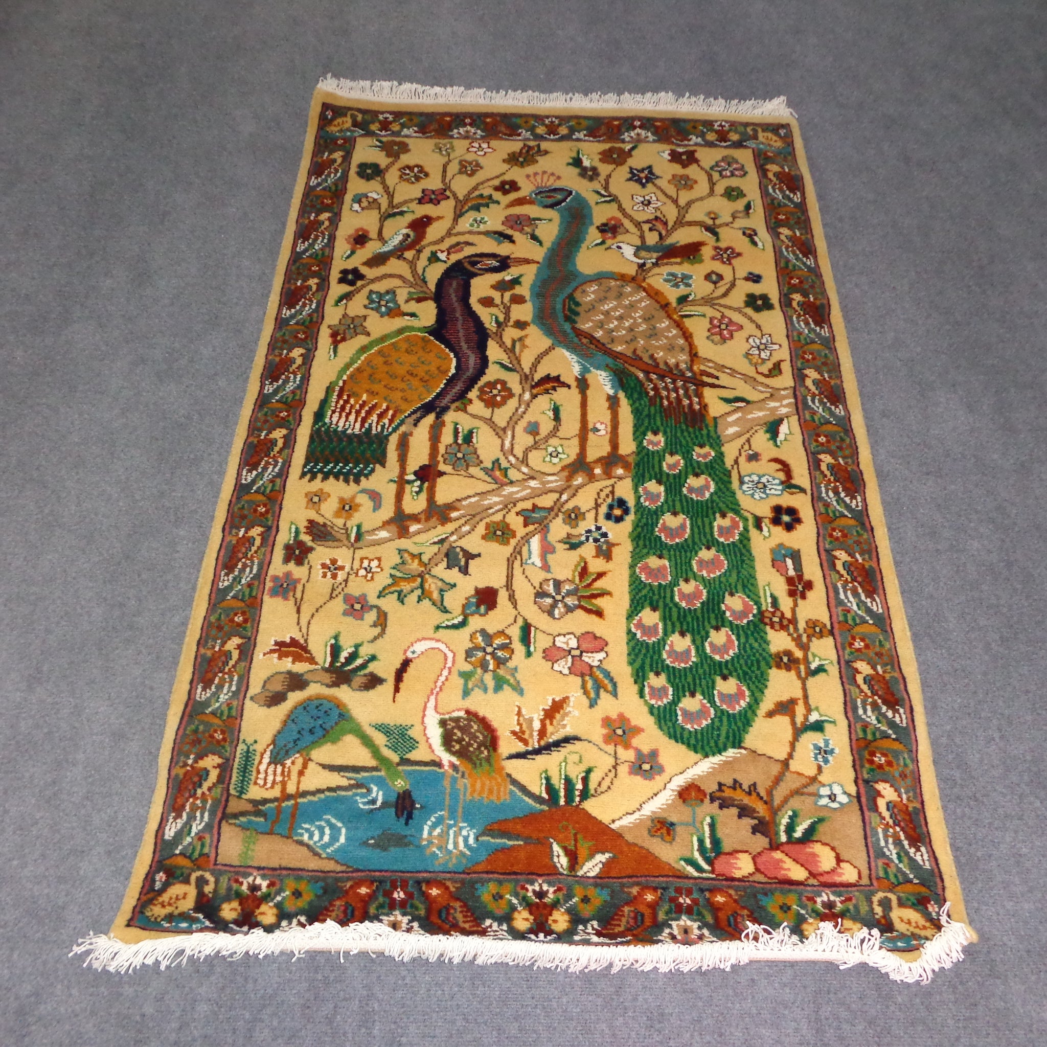 PEACOCK PURE SILK & WOOL CARPET