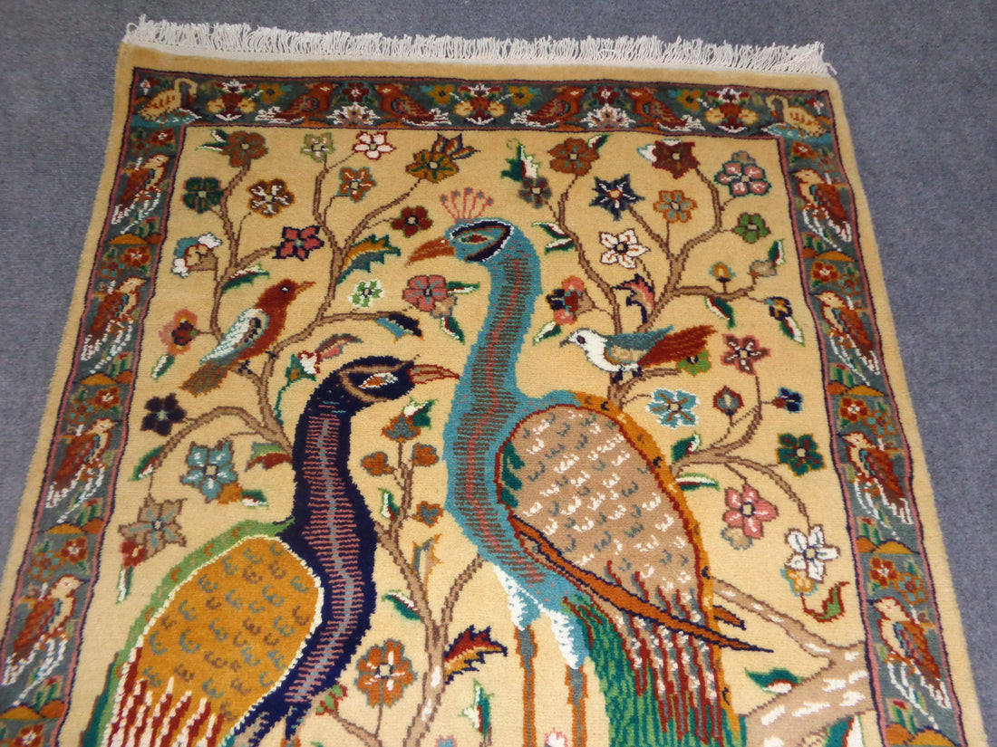 PEACOCK PURE SILK & WOOL CARPET